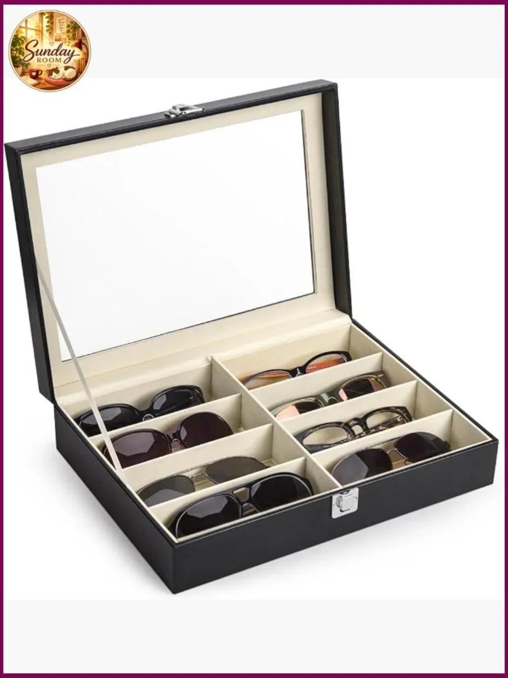 Leather Multi Sunglasses Organizer - 8 Slot Eyeglass Case